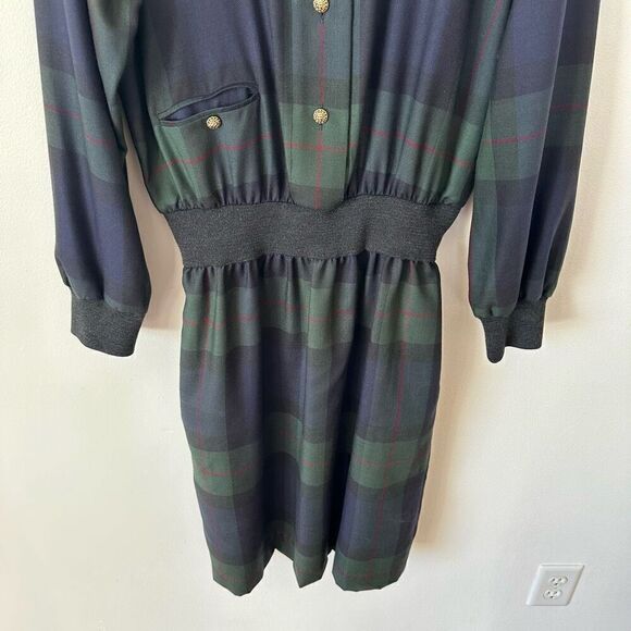 Akris of Switzerland Vintage Women’s Tartan Plaid Wool Cashmere Midi Dress - Picture 8 of 12